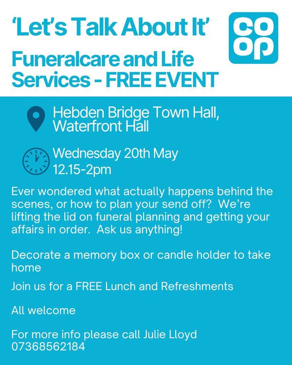 Co op Funeralcare event 20 May Hebden Bridge