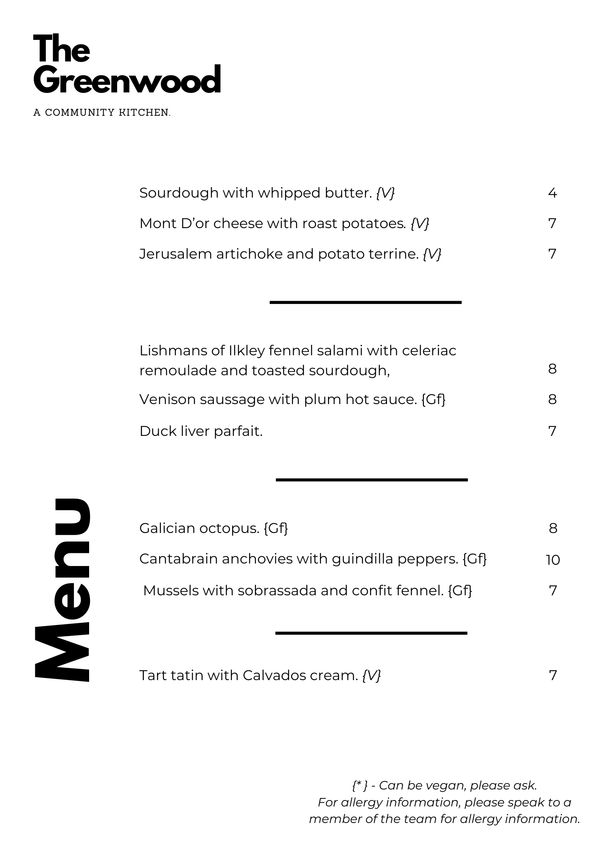 Drinks and Snacks menu 301124
