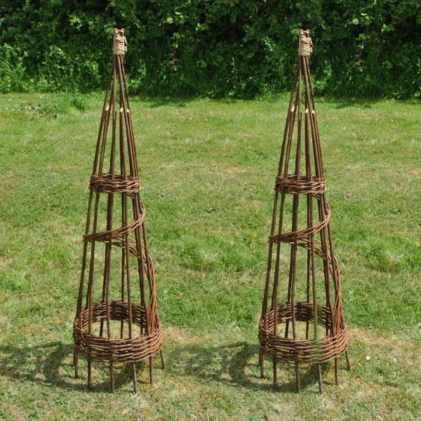 GFJ925 Set of 2 Spiral Willow Garden Obelisks 120cm 1