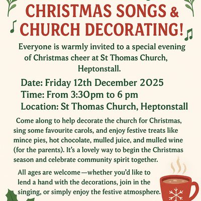 Christmas songs and church decorating