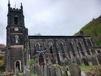 Bunting outside the church